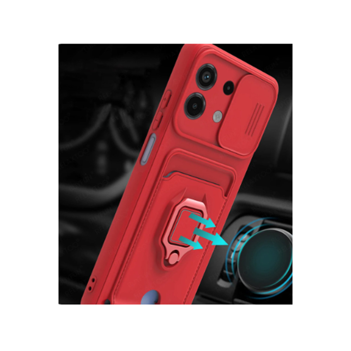 Newface Xiaomi Redmi Note 13 4G Kılıf Zuma Kartvizitli Yüzüklü Silikon - Siyah — görsel 9