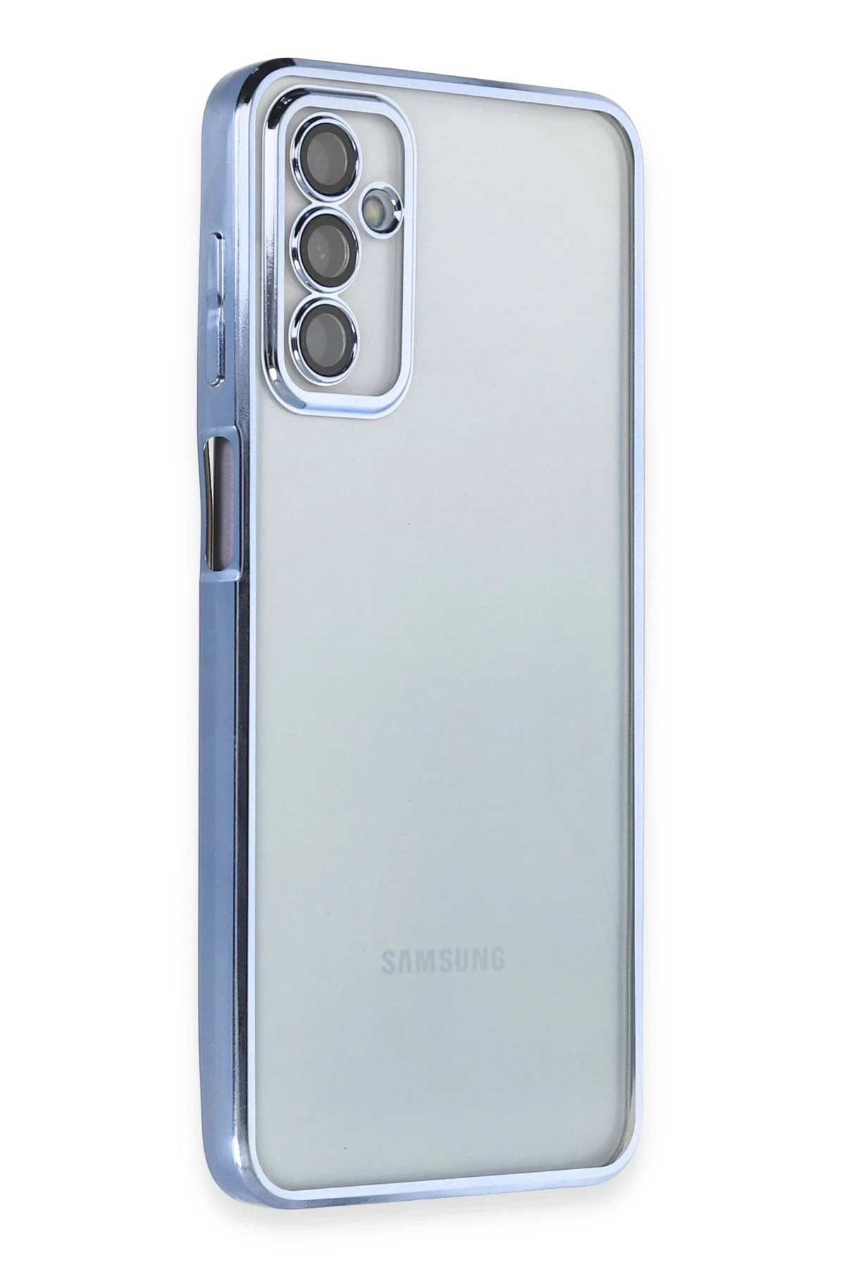 Newface Samsung Galaxy M23 Kılıf Razer Lensli Silikon - Açık Mavi