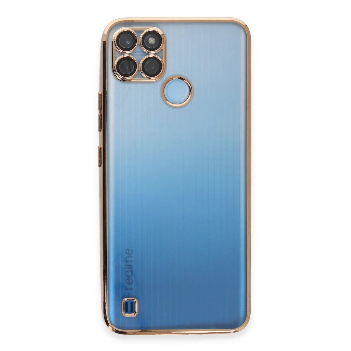 Newface Realme C25Y Kılıf Razer Lensli Silikon - Gold