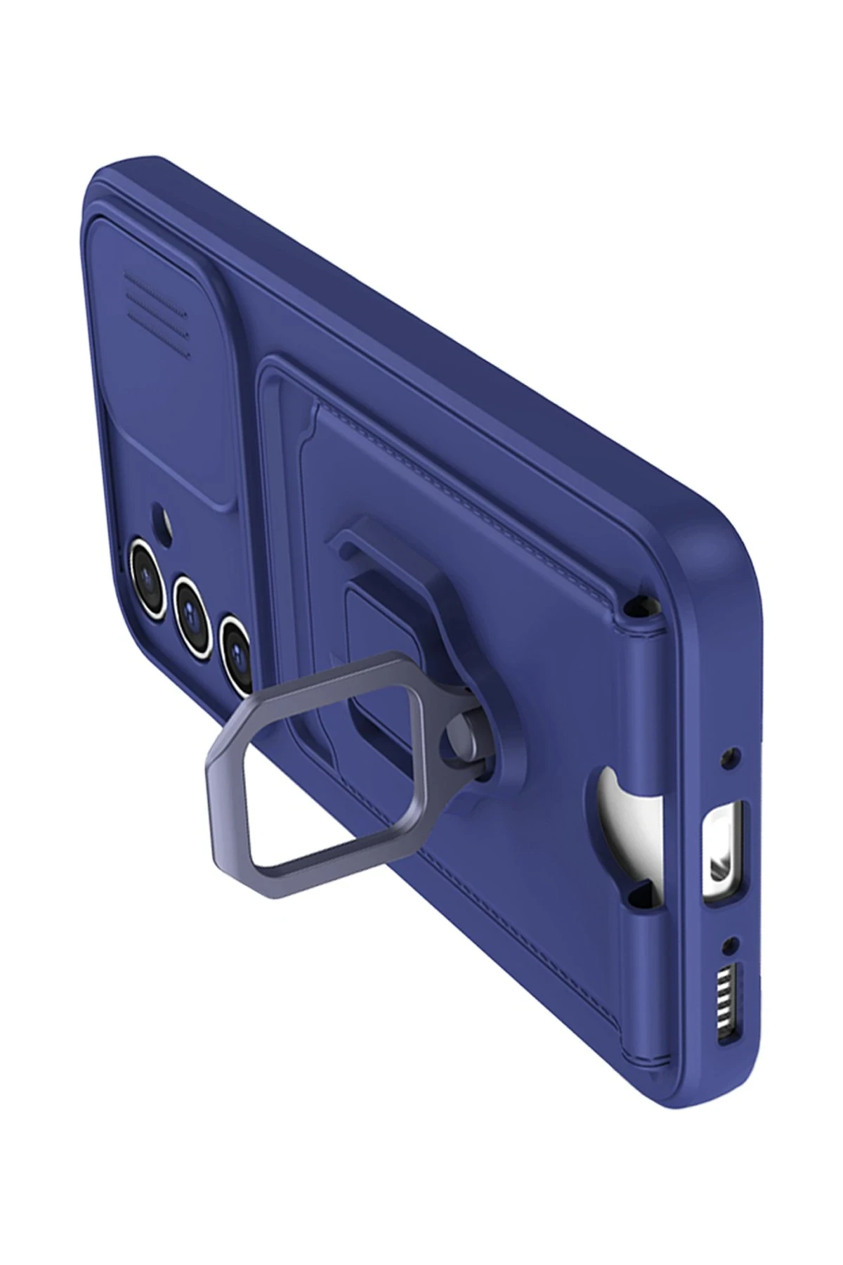 Newface Samsung Galaxy A25 5G Kılıf Zuma Kartvizitli Yüzüklü Silikon - Lacivert