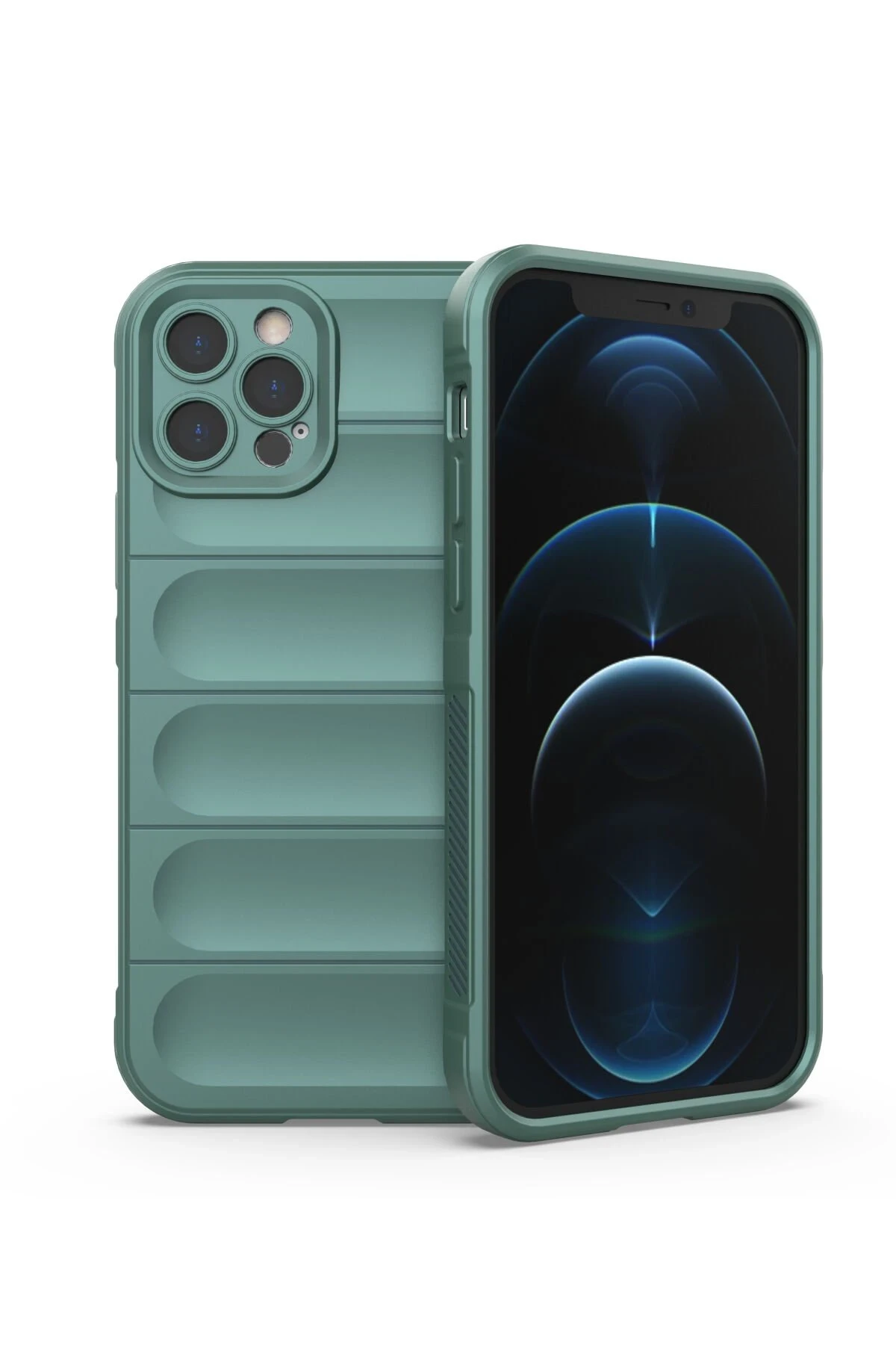 Newface iPhone 12 Pro Kılıf Optimum Silikon - Koyu Yeşil