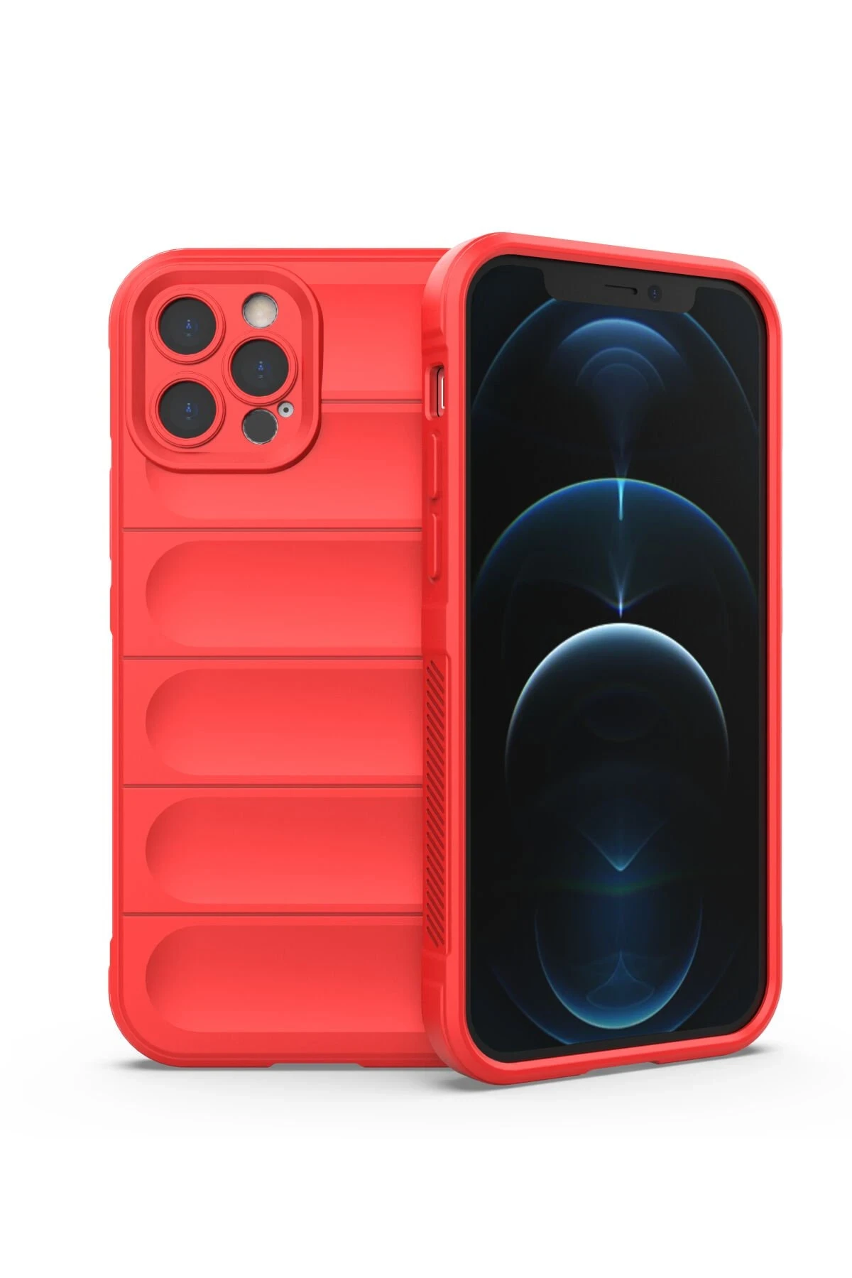 Newface iPhone 12 Pro Max Kılıf Optimum Silikon - Kırmızı