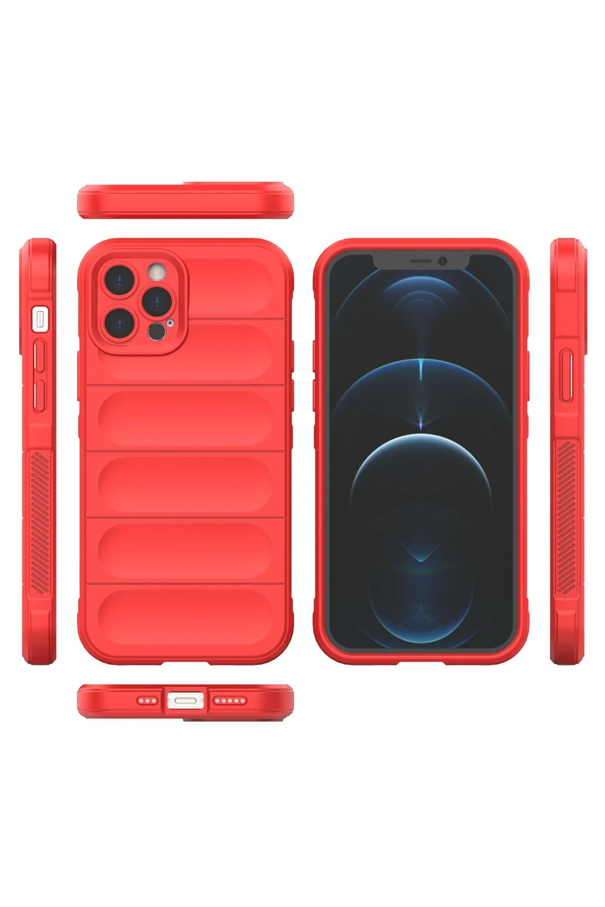 Newface iPhone 12 Pro Max Kılıf Optimum Silikon - Kırmızı