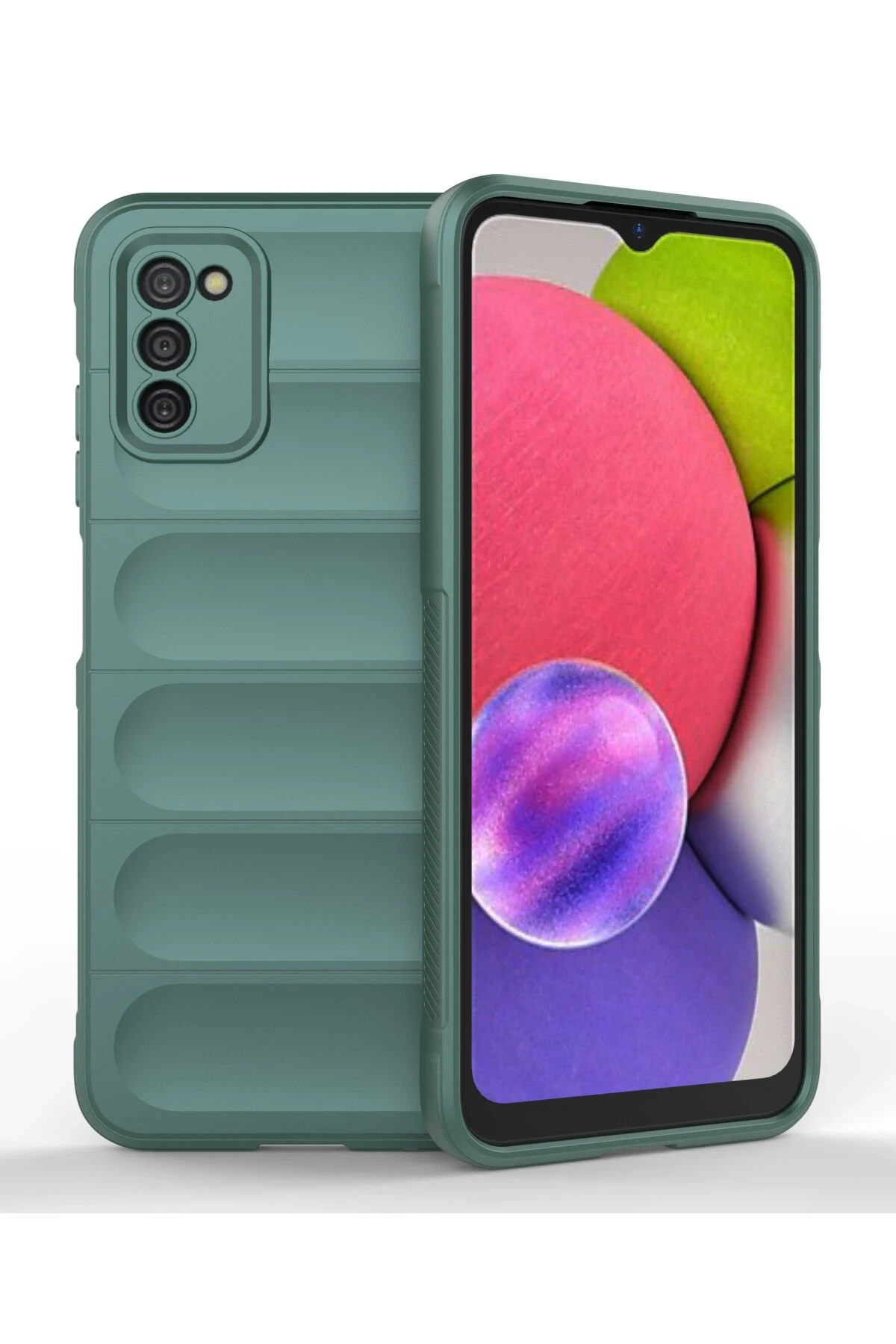 Newface Samsung Galaxy A03S Kılıf Optimum Silikon - Koyu Yeşil