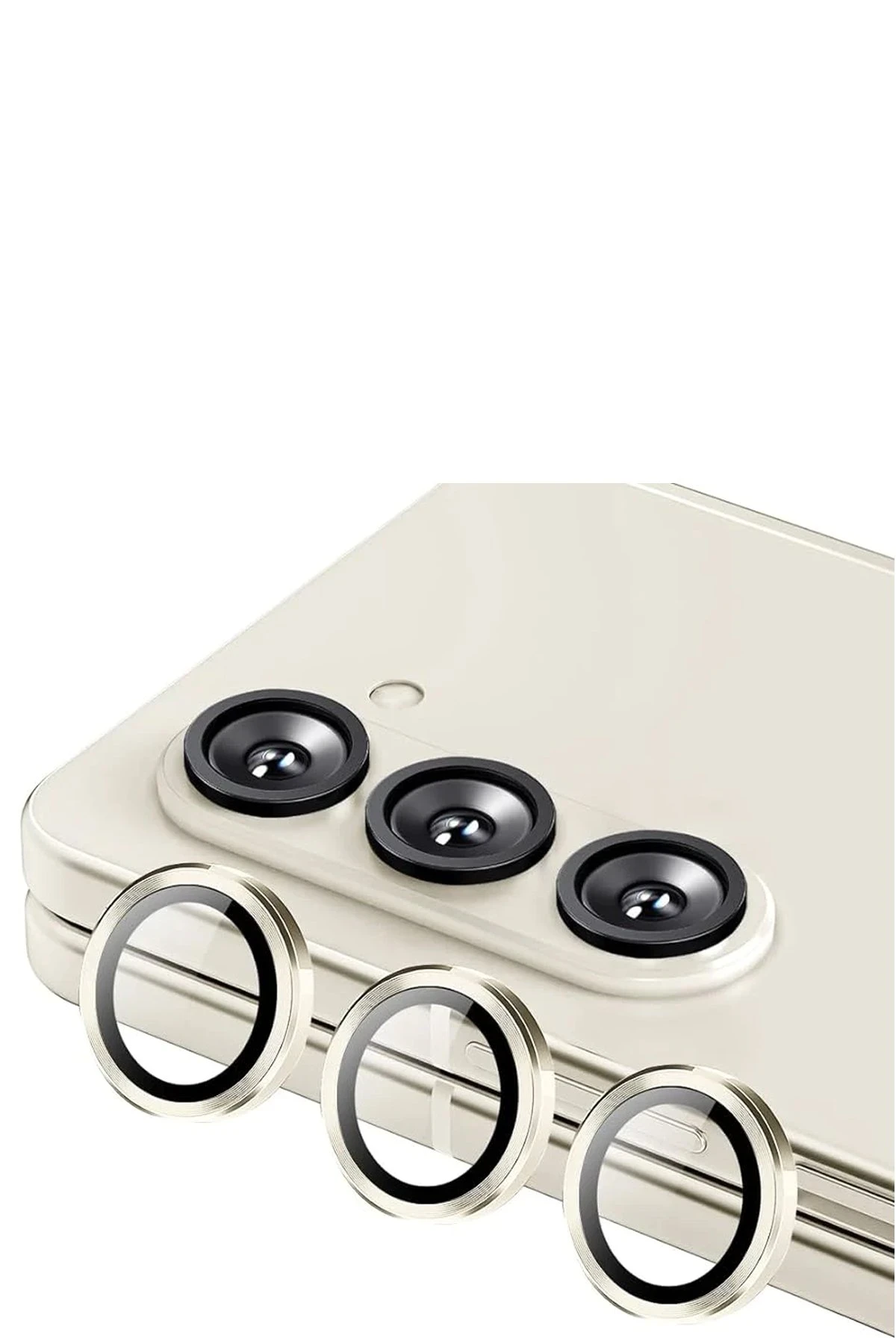 Newface Samsung Galaxy Z Fold 5 Valdez Metal Kamera Lens - Krem