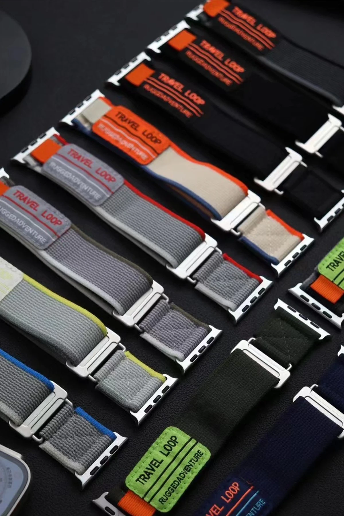 Newface Apple Watch 38mm Alice Kumaş Kordon - Gri-Kırmızı