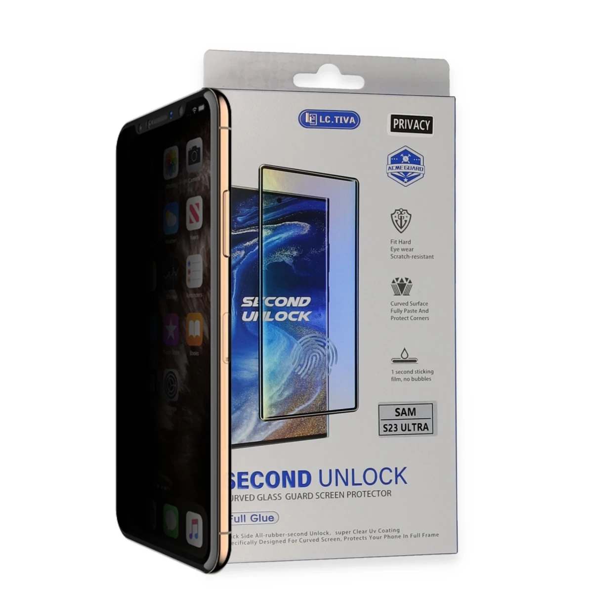 Newface Samsung Galaxy S23 Ultra Durable Full Glue Curved Hayalet Cam — görsel 6