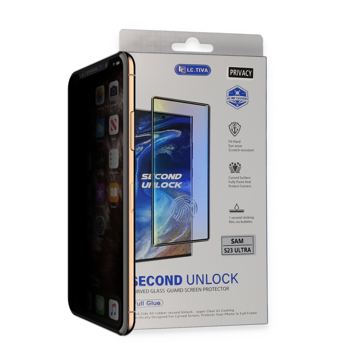 Newface Samsung Galaxy S23 Ultra Durable Full Glue Curved Hayalet Cam — görsel 11