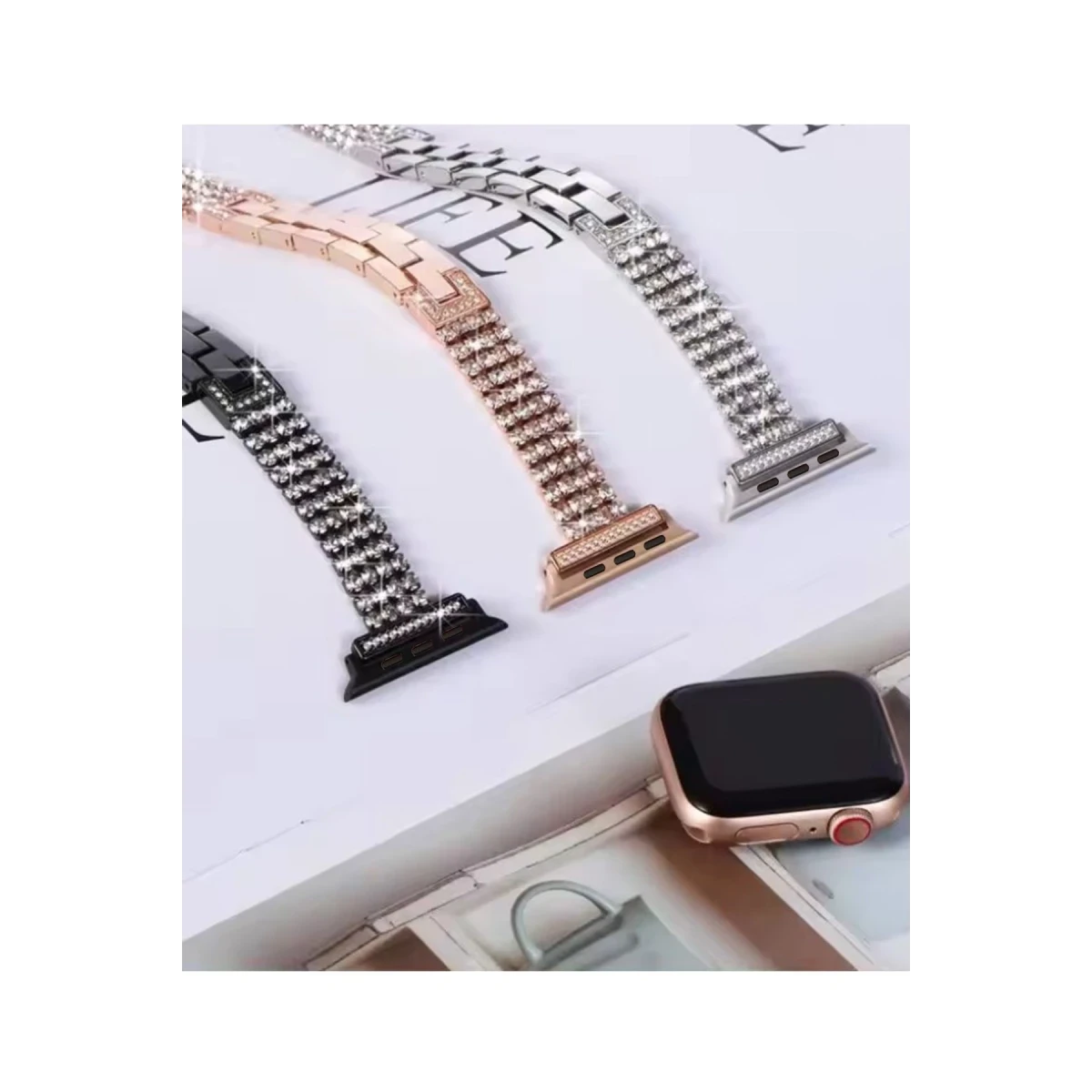 Newface Apple Watch 38mm Live Taşlı Kordon - Siyah — görsel 7