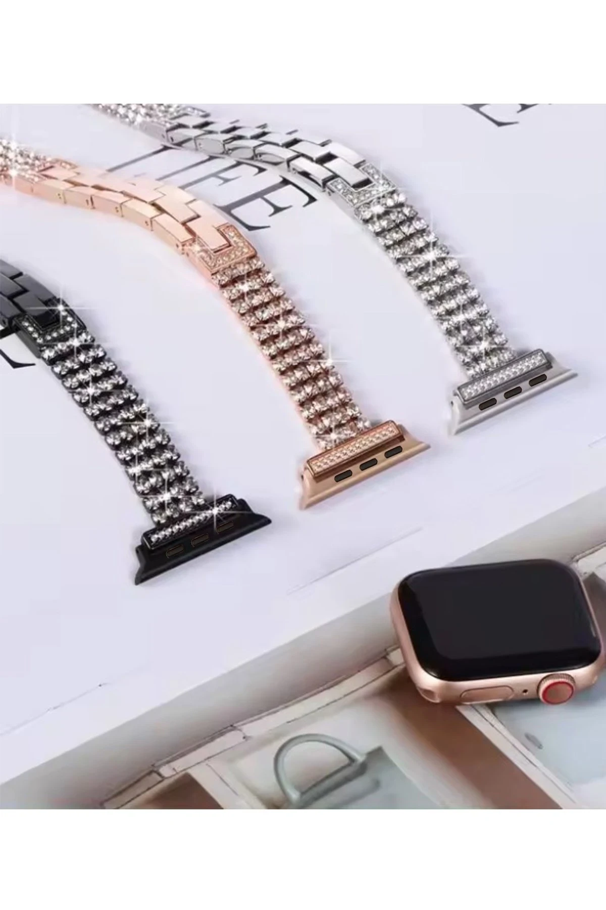 Newface Apple Watch 42mm Live Taşlı Kordon - Siyah — görsel 3