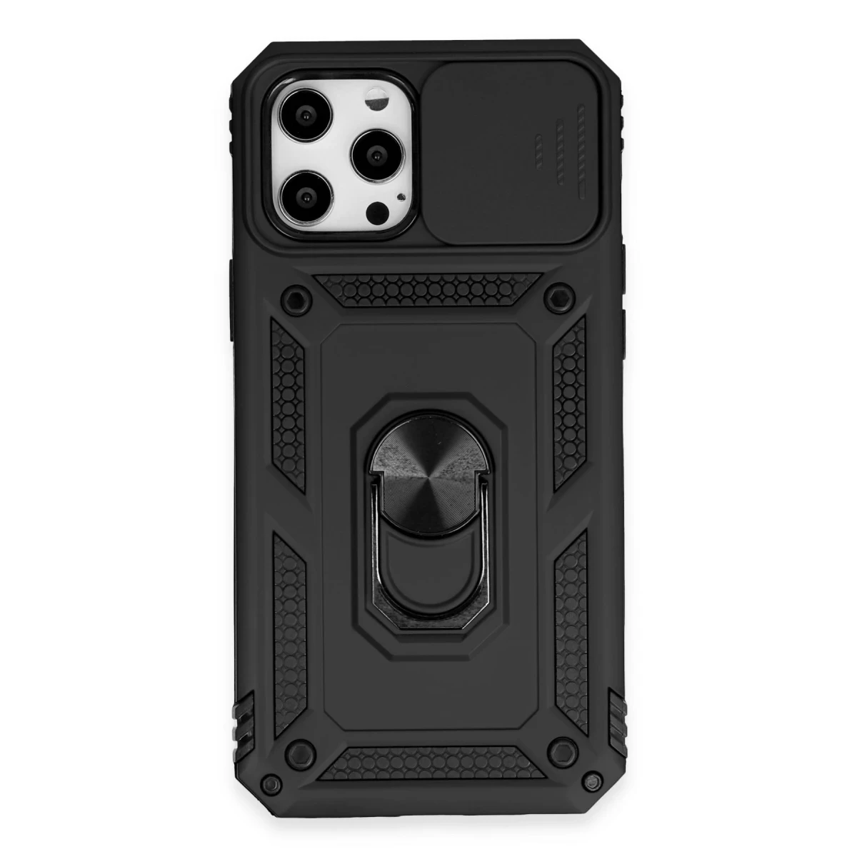Newface Apple iPhone 12 Pro Max Kılıf Pars Lens Yüzüklü Silikon - Siyah — görsel 6