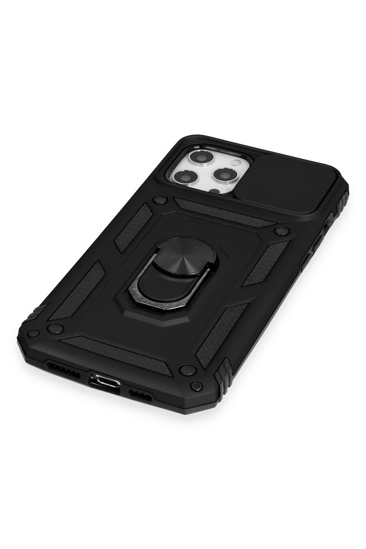 Newface Apple iPhone 12 Pro Max Kılıf Pars Lens Yüzüklü Silikon - Siyah — görsel 4