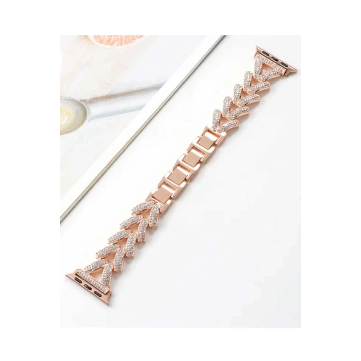 Newface Apple Watch 42mm Node Taşlı Kordon - Rose Gold
