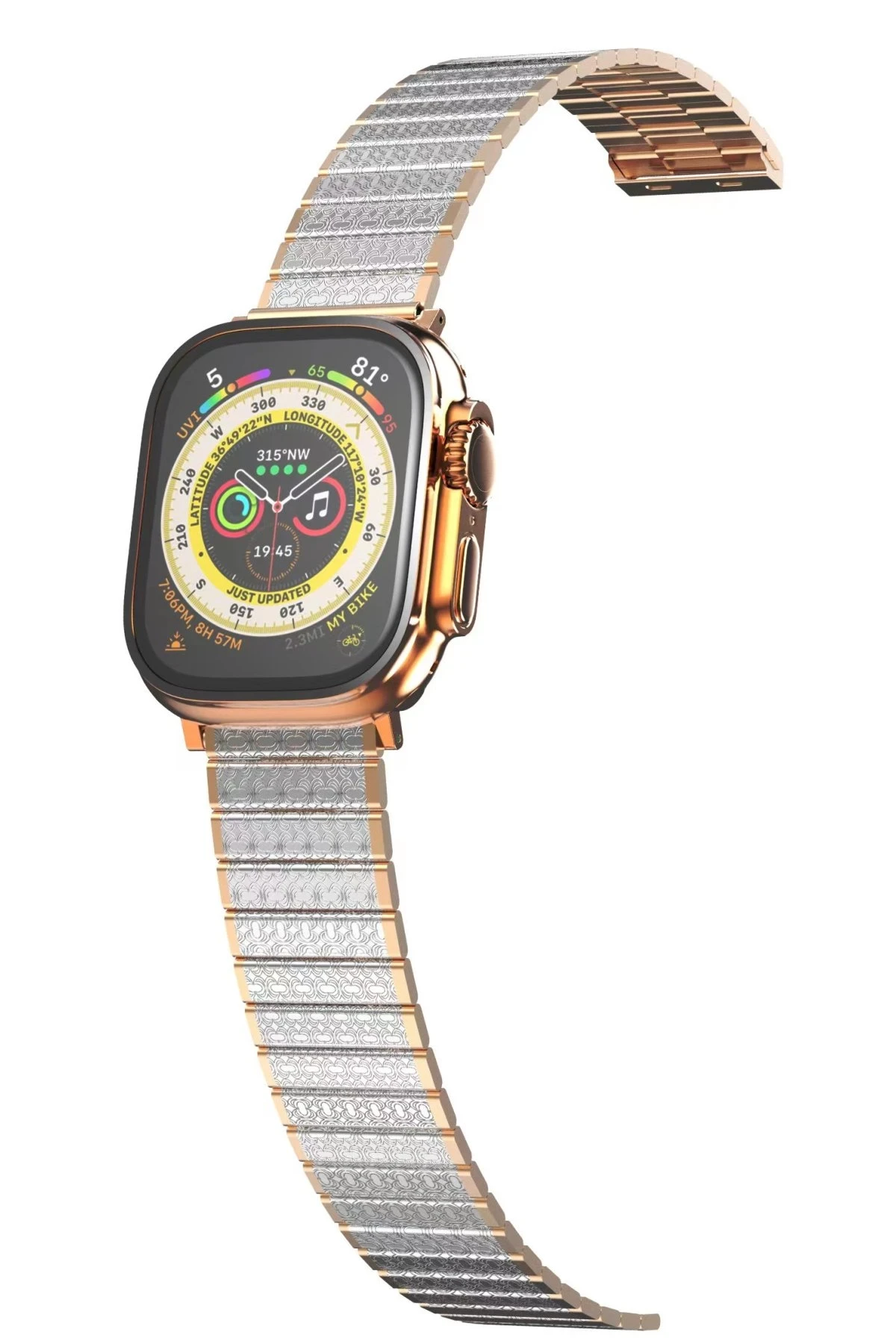 Newface Apple Watch 38mm Made Metal Kordon - Gümüş-Rose Gold