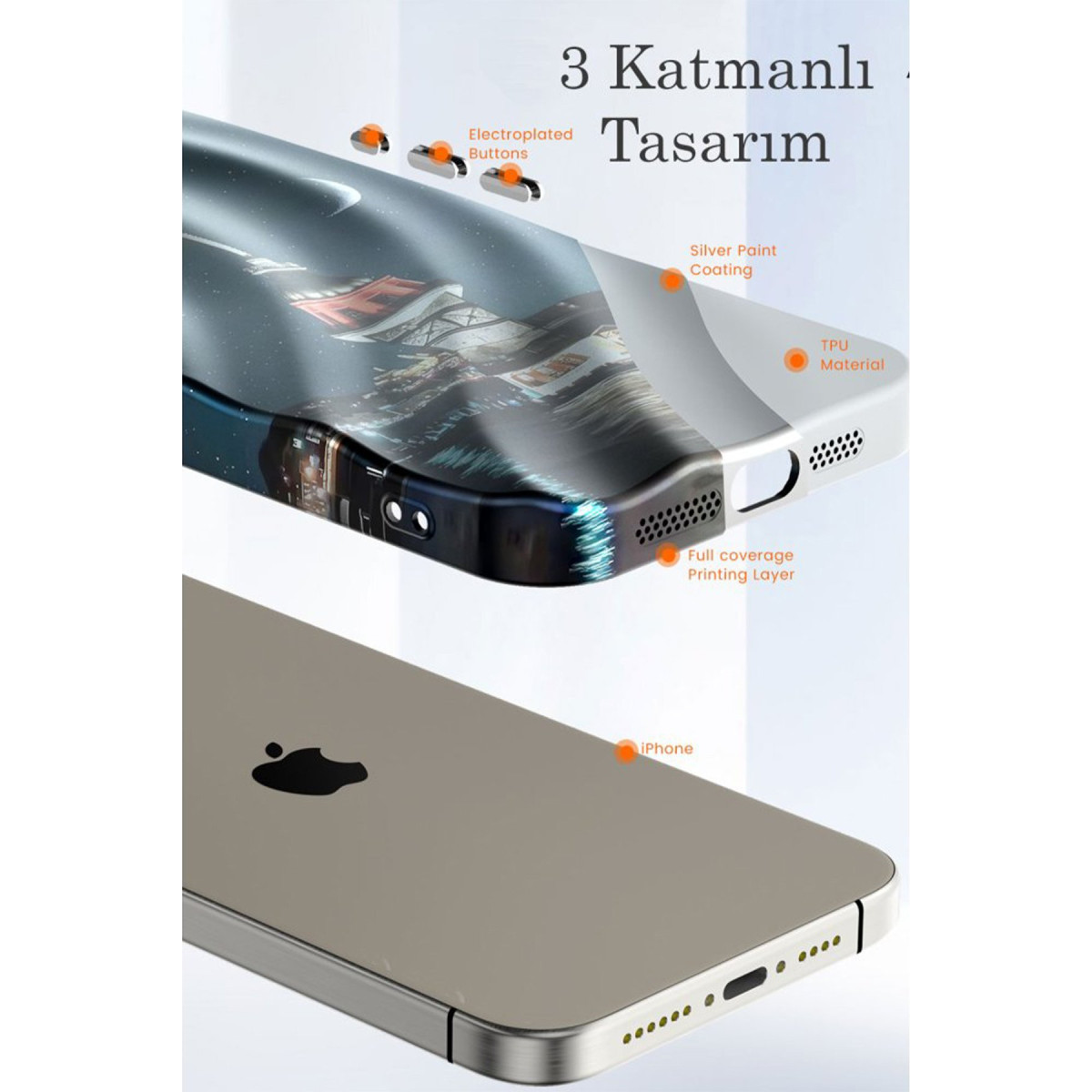 Newface Apple iPhone 15 Kılıf Crew Desenli Kapak - Galata Kulesi — görsel 11