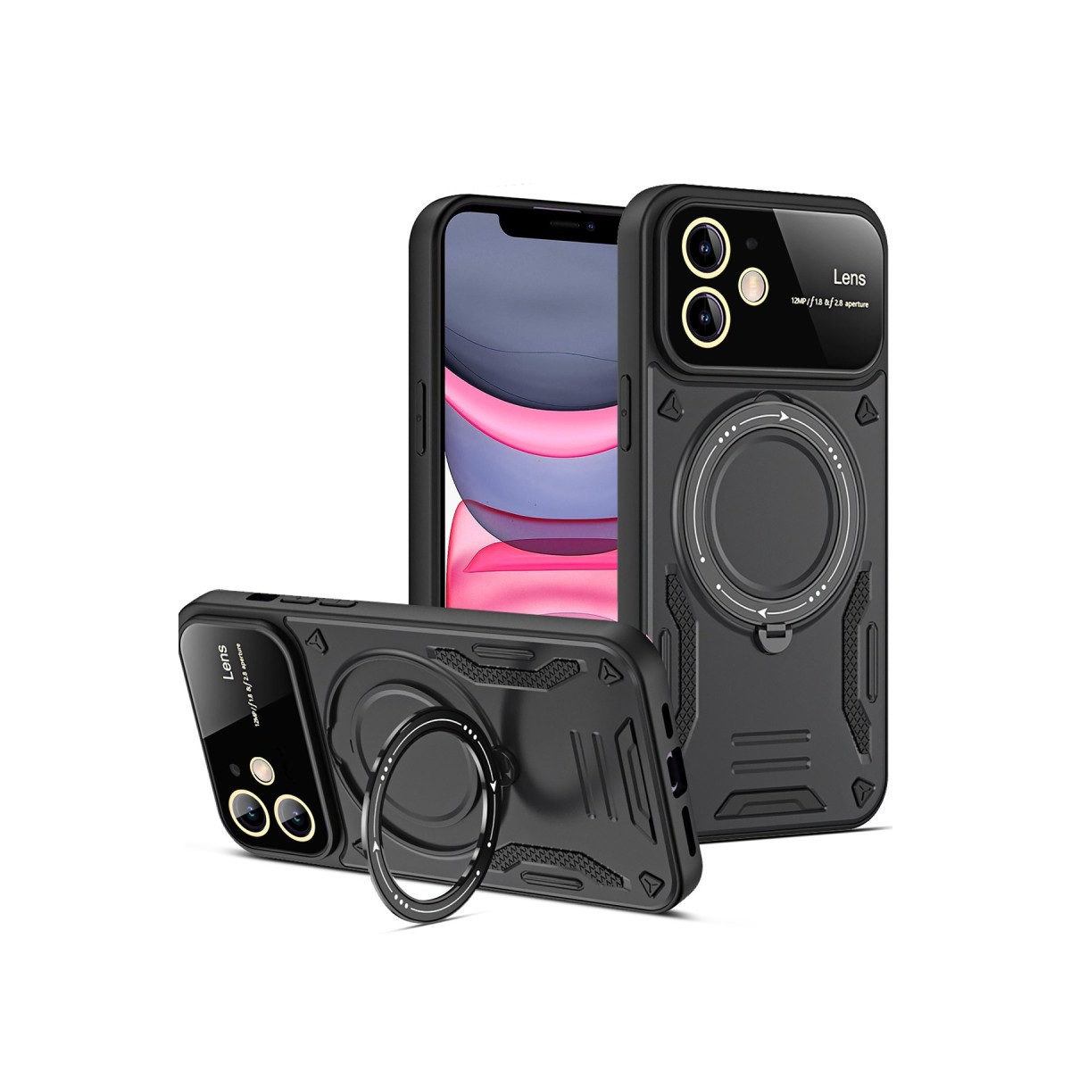 Newface Apple iPhone 11 Kılıf Joy Lens Standlı Kapak - Siyah — görsel 9