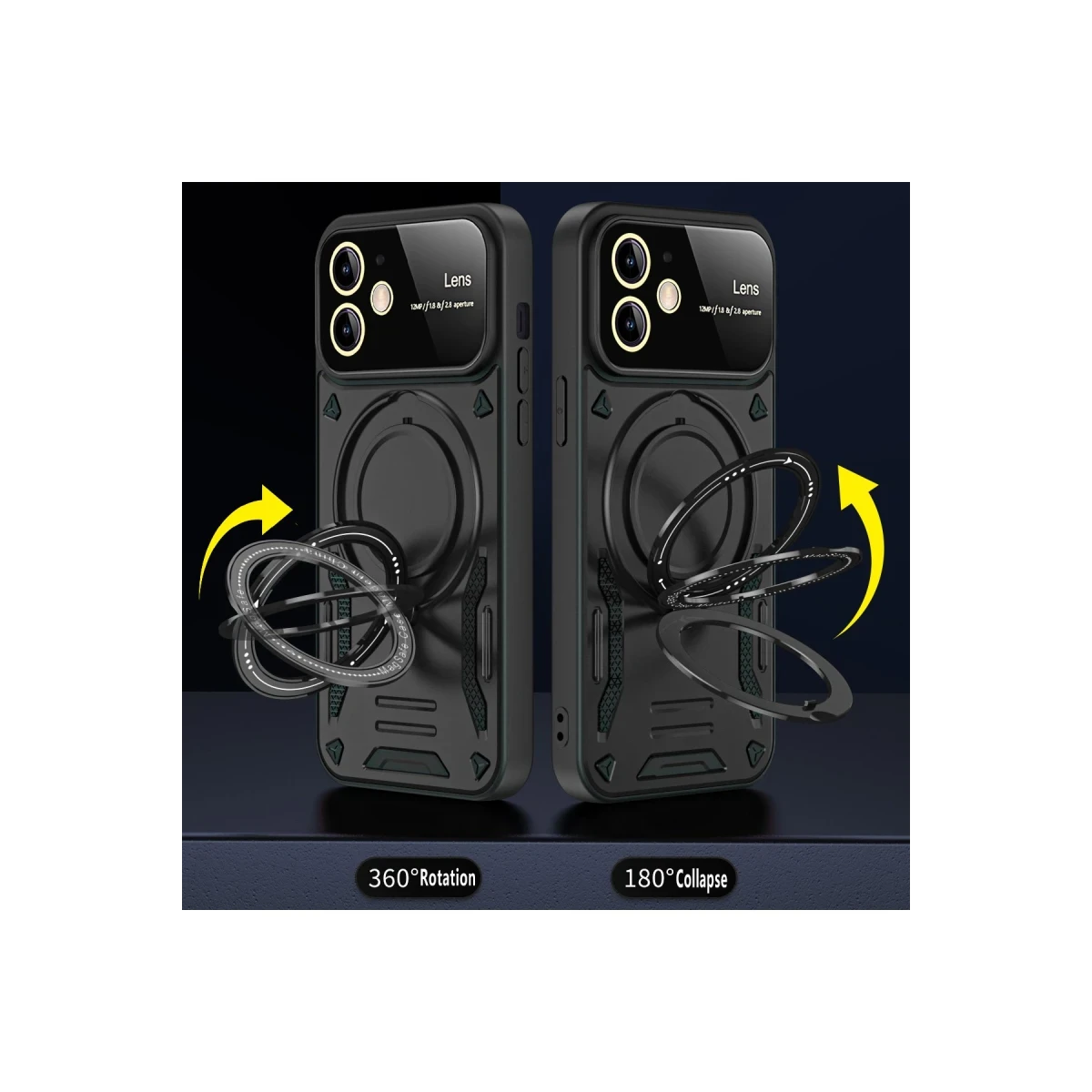 Newface Apple iPhone 11 Kılıf Joy Lens Standlı Kapak - Siyah — görsel 6