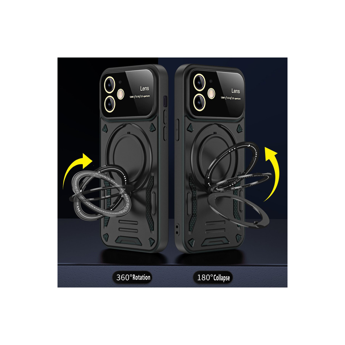 Newface Apple iPhone 11 Kılıf Joy Lens Standlı Kapak - Siyah — görsel 10