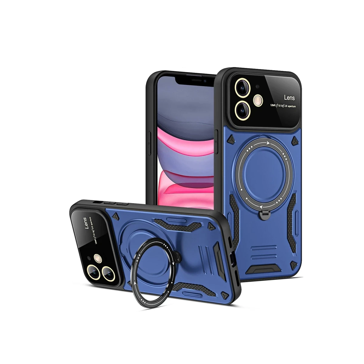 Newface Apple iPhone 11 Kılıf Joy Lens Standlı Kapak - Lacivert