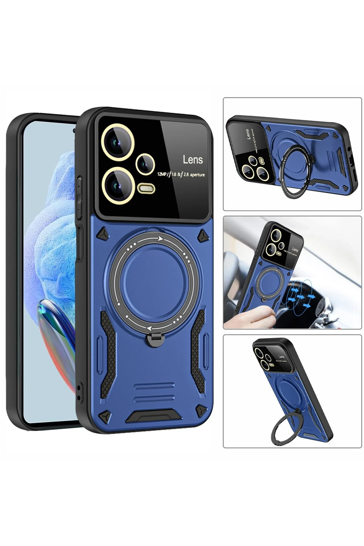 Newface Xiaomi Redmi Note 12 Pro 5G Kılıf Joy Lens Standlı Kapak - Siyah — görsel 3