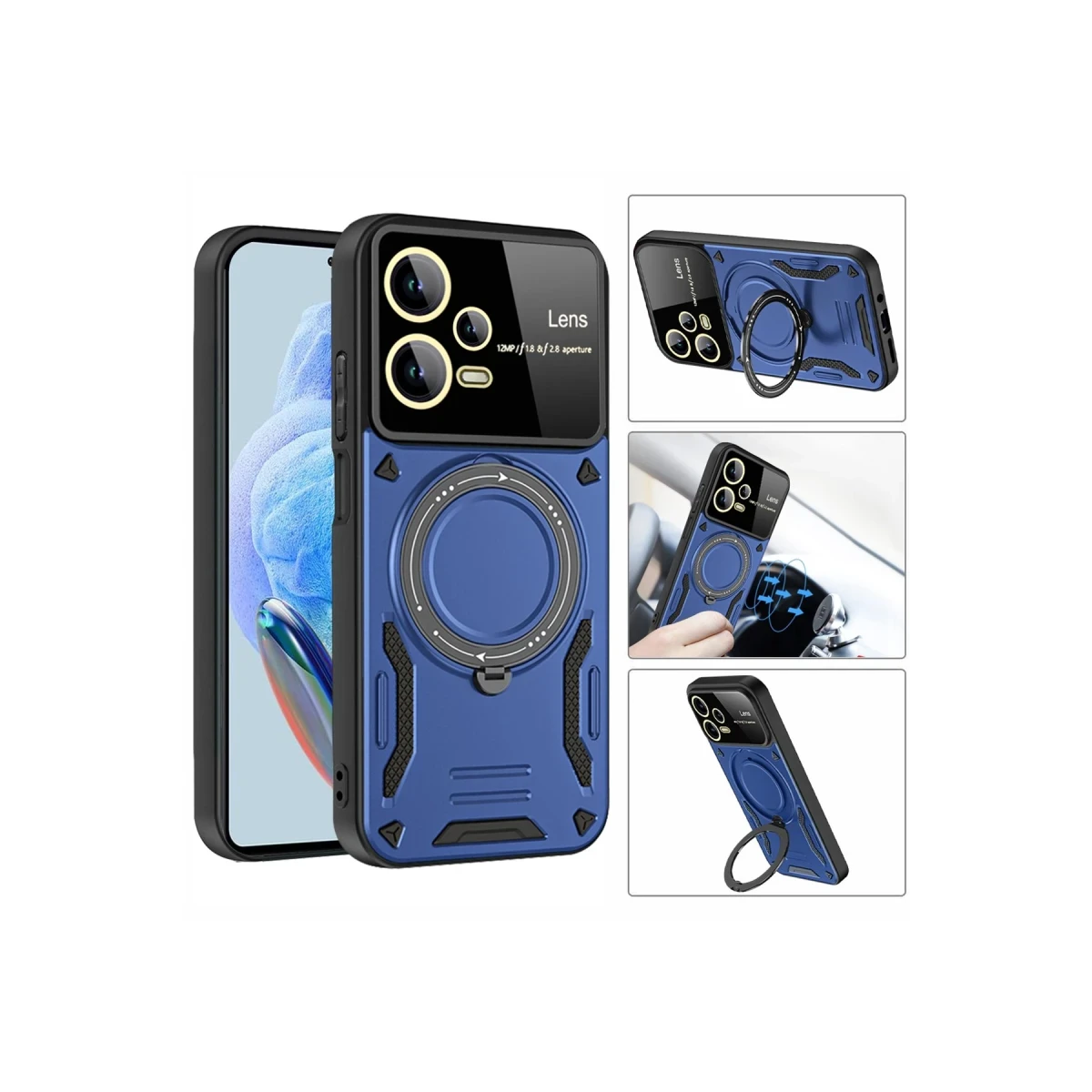 Newface Xiaomi Redmi Note 12 Pro 5G Kılıf Joy Lens Standlı Kapak - Siyah — görsel 7
