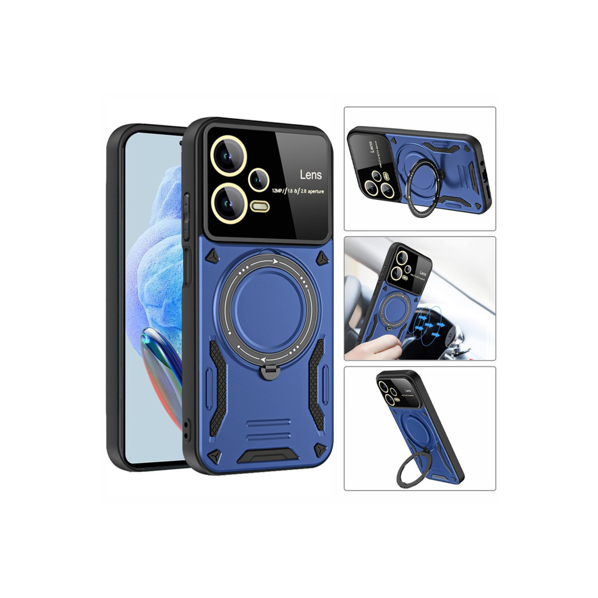 Newface Xiaomi Redmi Note 12 Pro 5G Kılıf Joy Lens Standlı Kapak - Siyah — görsel 11