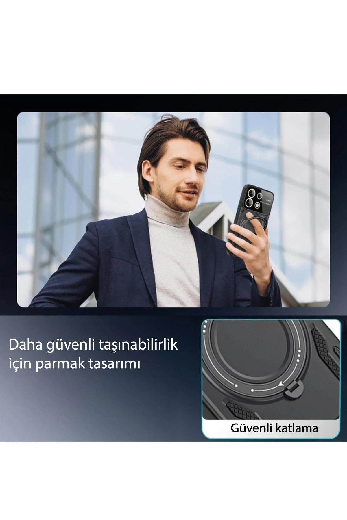 Newface Xiaomi Redmi Note 12 Pro 5G Kılıf Joy Lens Standlı Kapak - Siyah — görsel 4