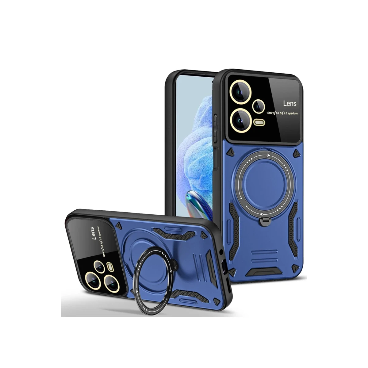 Newface Xiaomi Redmi Note 12 Pro 5G Kılıf Joy Lens Standlı Kapak - Lacivert