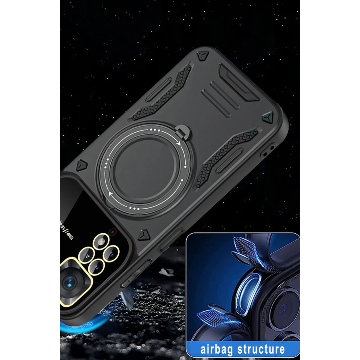 Newface Xiaomi Redmi Note 12 Pro 4G Kılıf Joy Lens Standlı Kapak - Siyah — görsel 9