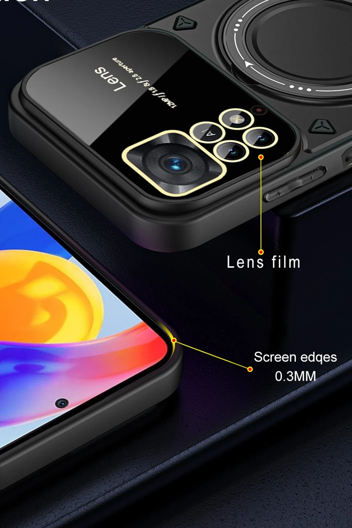 Newface Xiaomi Redmi Note 12 Pro 4G Kılıf Joy Lens Standlı Kapak - Siyah — görsel 5