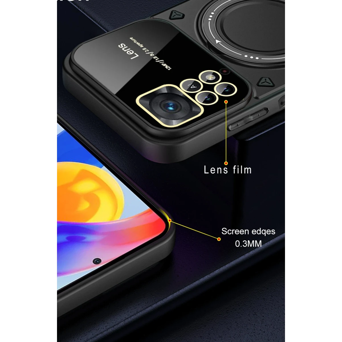 Newface Xiaomi Redmi Note 12 Pro 4G Kılıf Joy Lens Standlı Kapak - Siyah — görsel 10