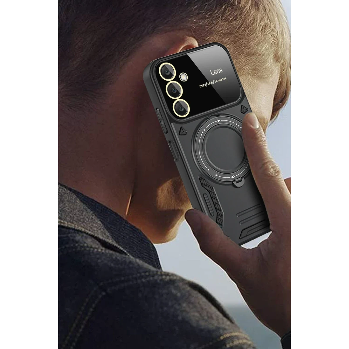 Newface Samsung Galaxy A35 5G Kılıf Joy Lens Standlı Kapak - Siyah — görsel 7