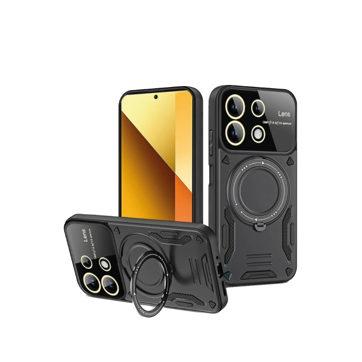 Newface Xiaomi Redmi Note 13 4G Kılıf Joy Lens Standlı Kapak - Siyah — görsel 6