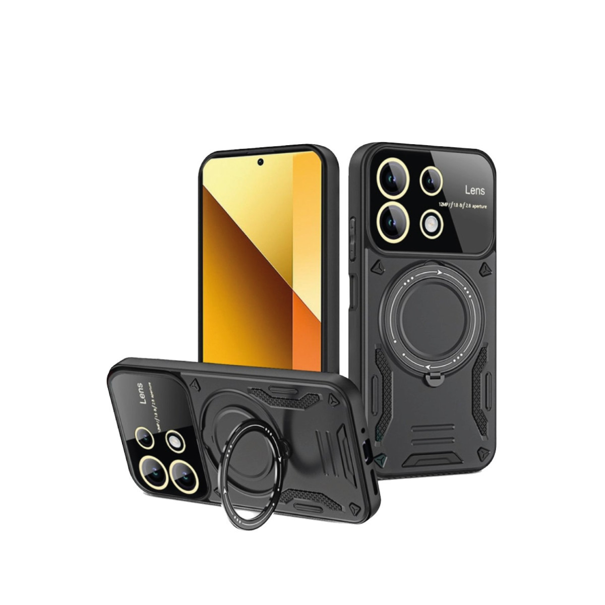 Newface Xiaomi Redmi Note 13 4G Kılıf Joy Lens Standlı Kapak - Siyah — görsel 11