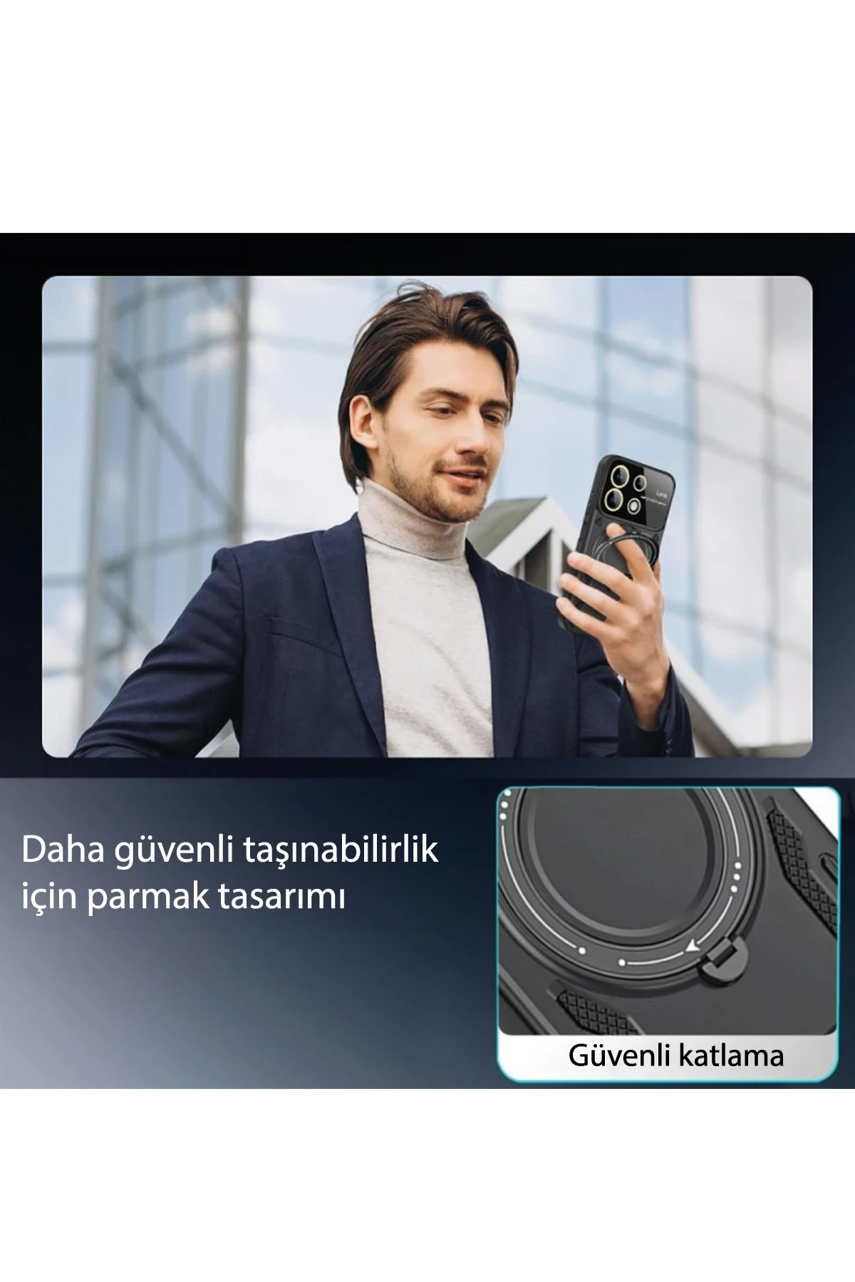 Newface Xiaomi Redmi Note 13 4G Kılıf Joy Lens Standlı Kapak - Lacivert
