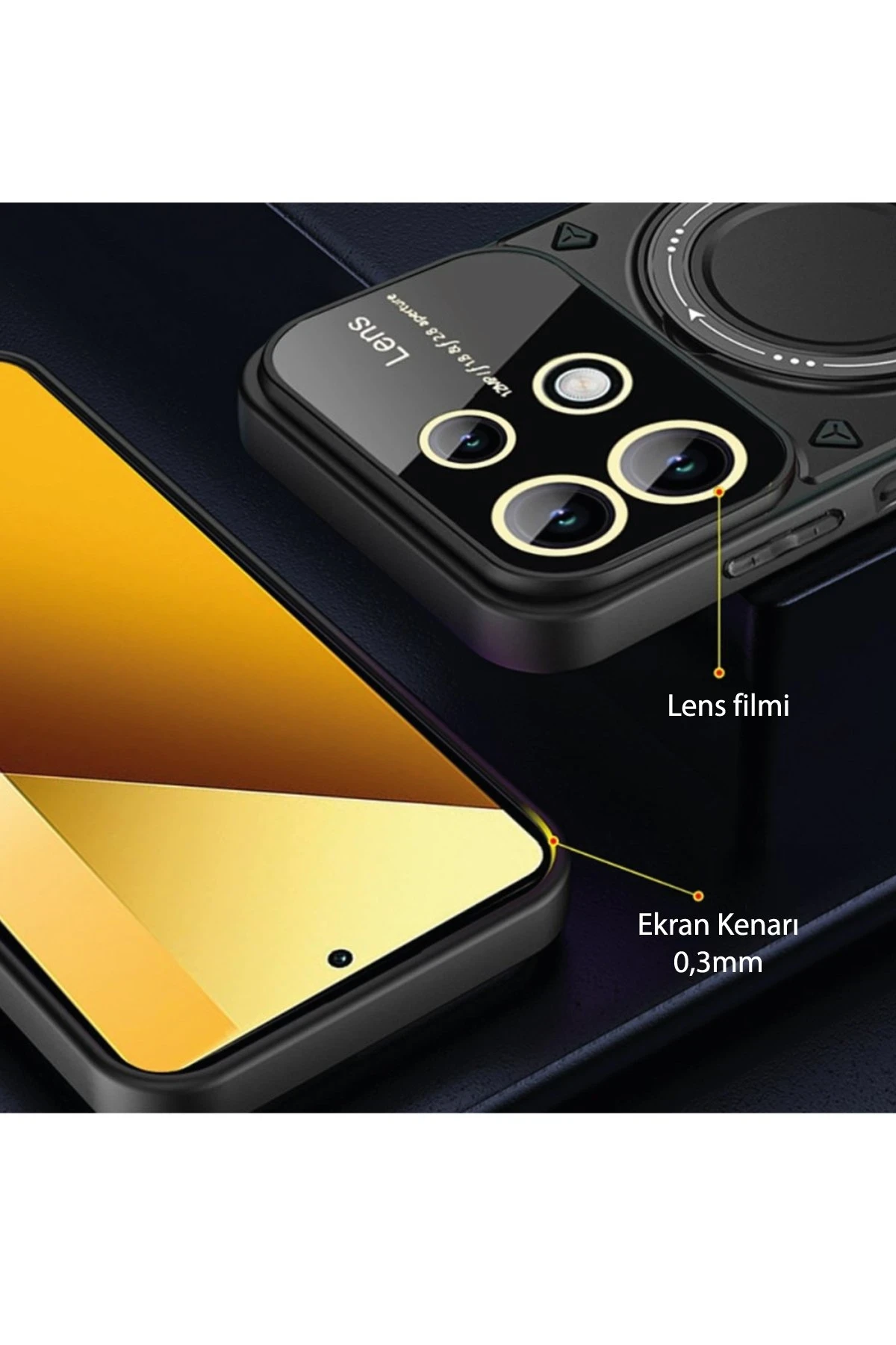 Newface Xiaomi Redmi Note 13 4G Kılıf Joy Lens Standlı Kapak - Koyu Yeşil