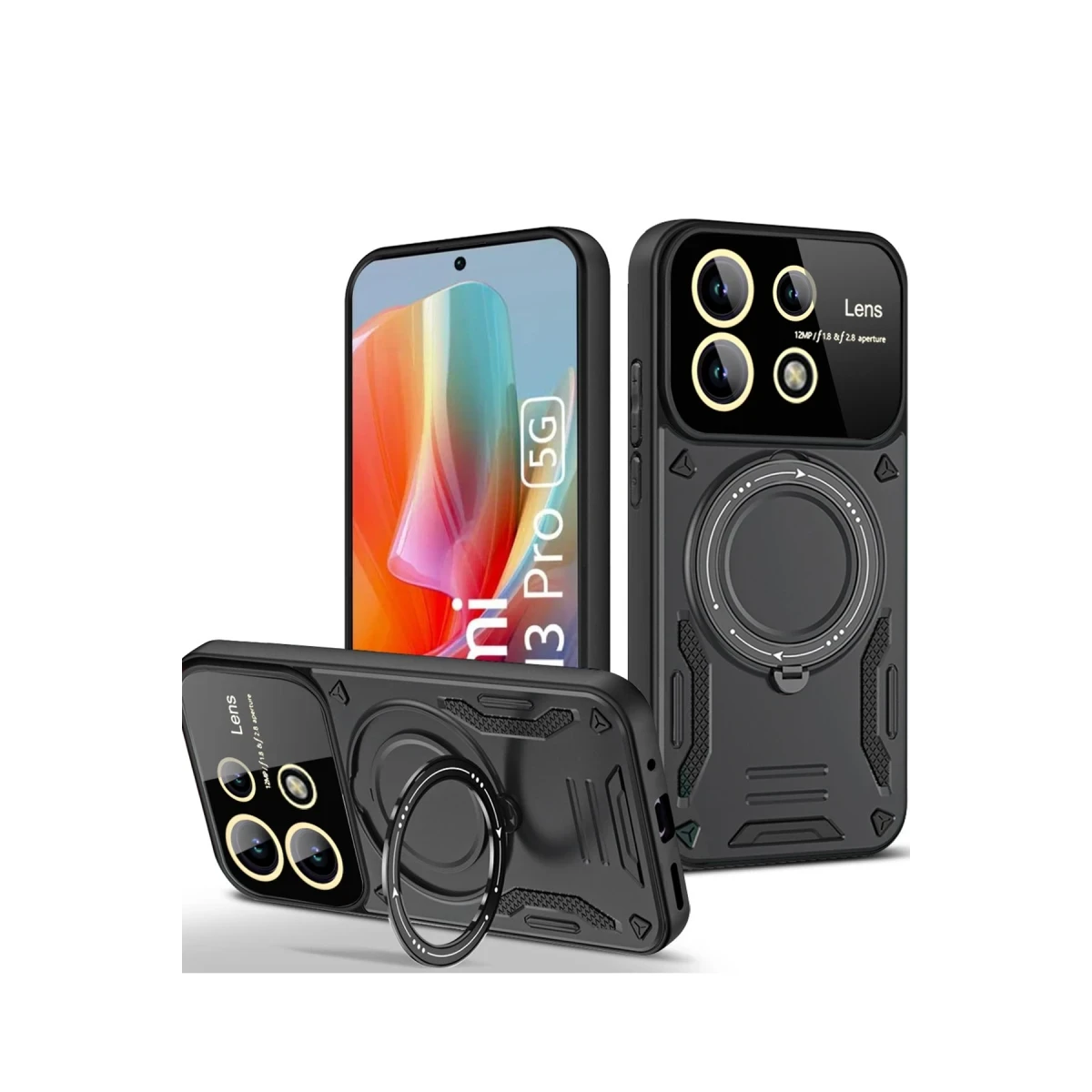 Newface Xiaomi Redmi Note 13 Pro 4G Kılıf Joy Lens Standlı Kapak - Siyah — görsel 5