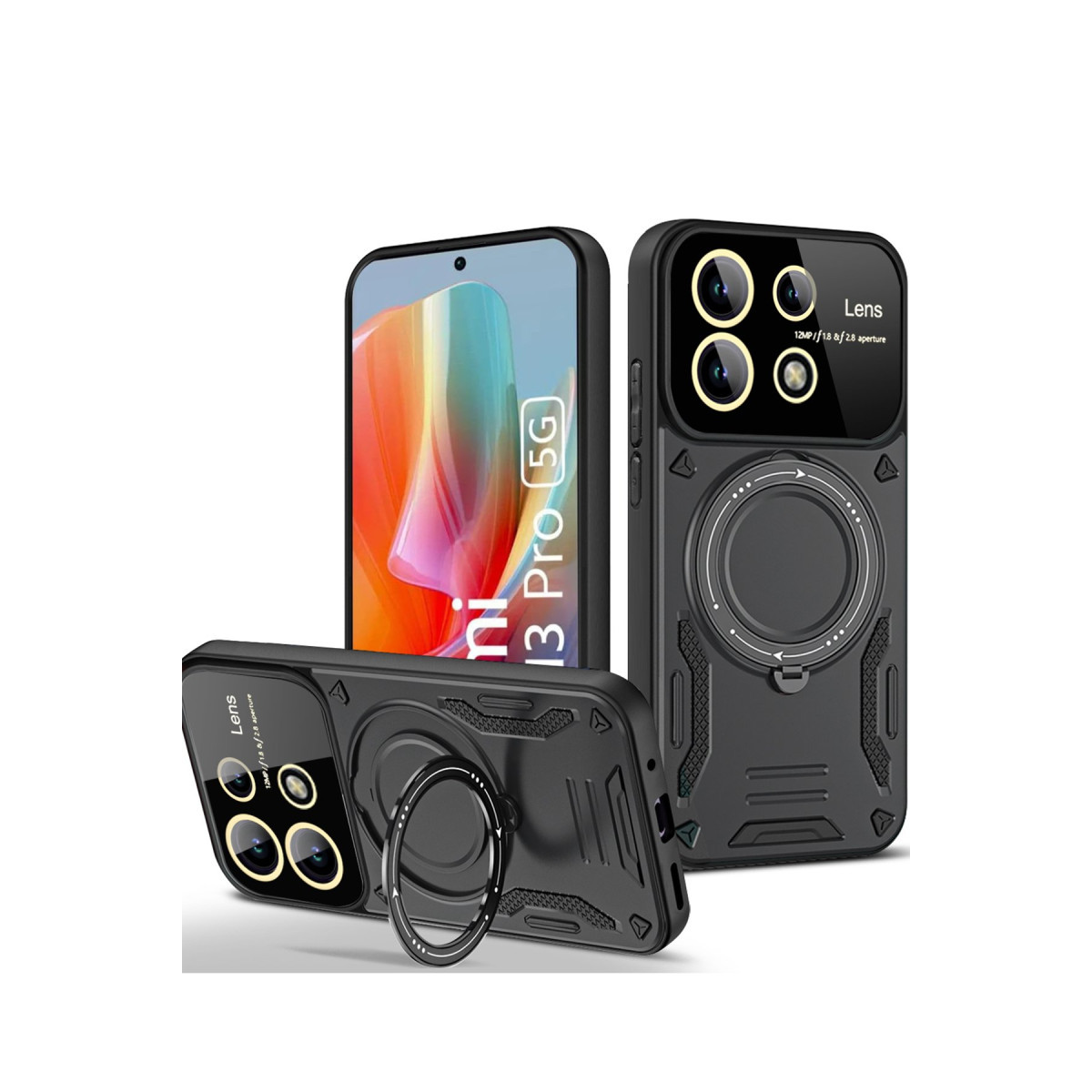 Newface Xiaomi Redmi Note 13 Pro 4G Kılıf Joy Lens Standlı Kapak - Siyah — görsel 9