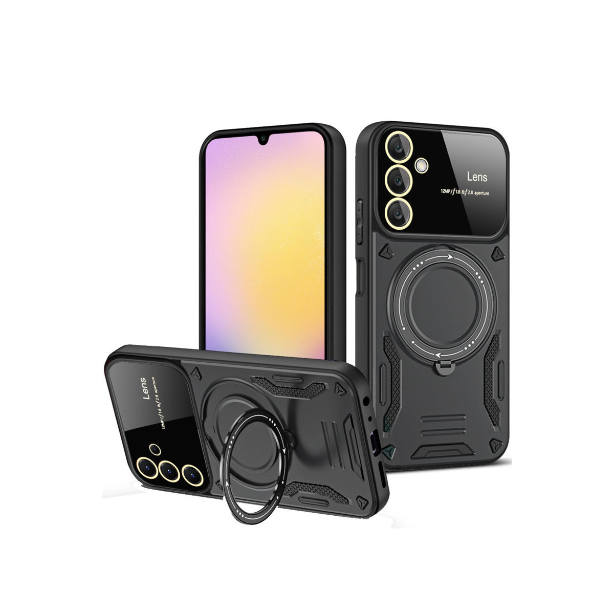 Newface Samsung Galaxy A24 4G Kılıf Joy Lens Standlı Kapak - Siyah — görsel 9