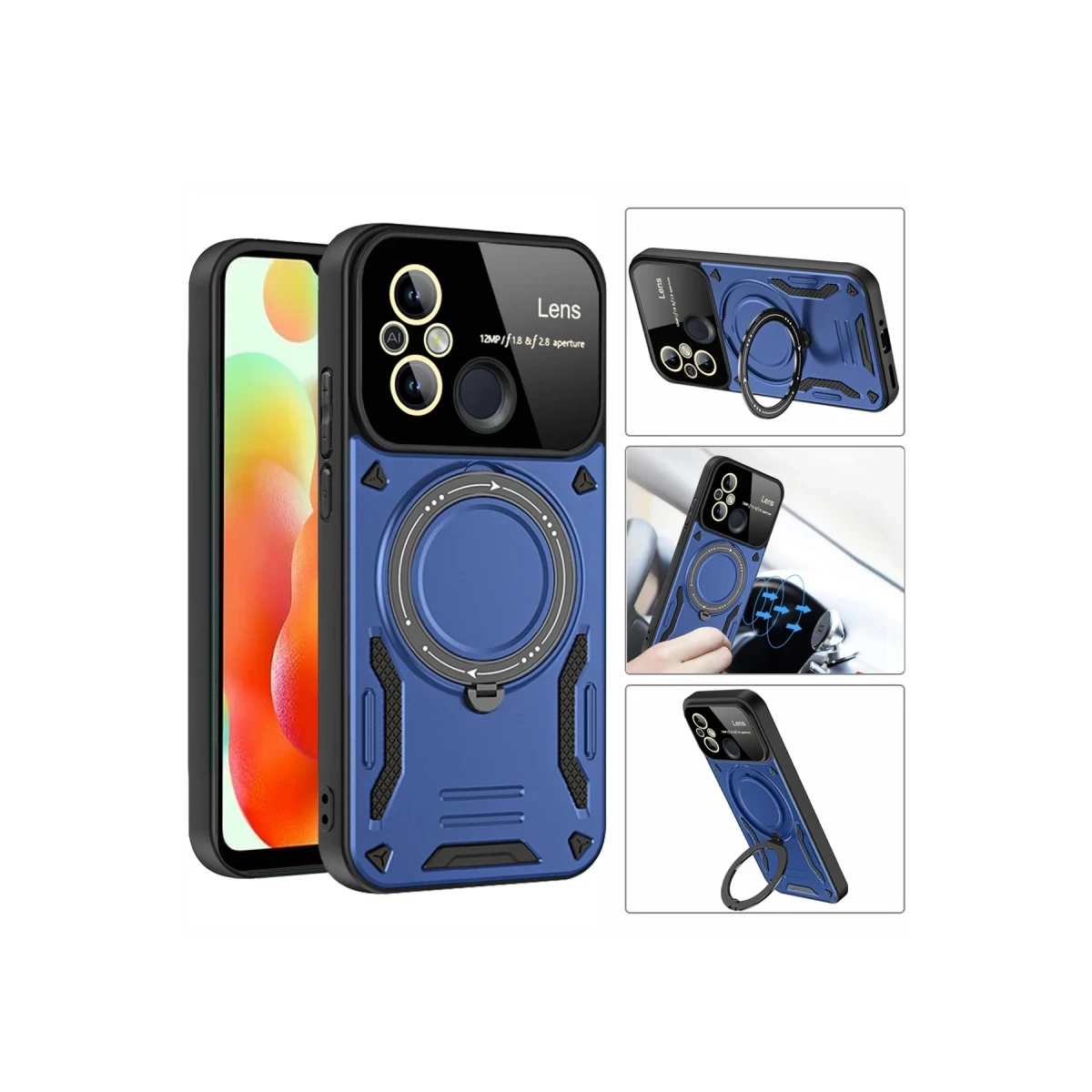 Newface Xiaomi Redmi 12C Kılıf Joy Lens Standlı Kapak - Siyah — görsel 7