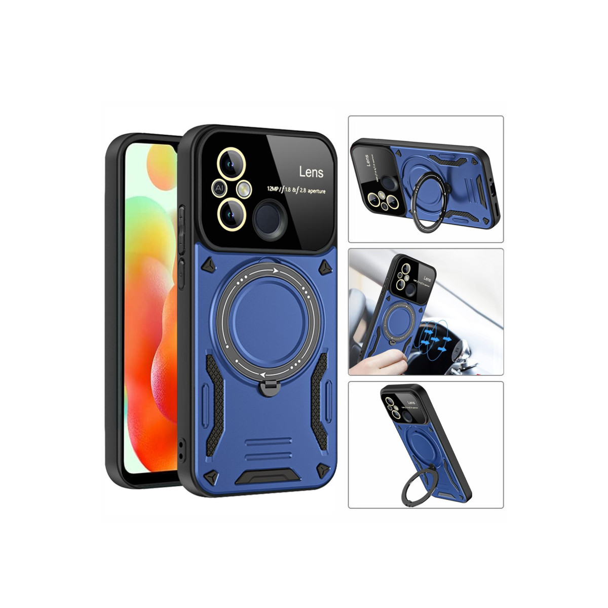 Newface Xiaomi Redmi 12C Kılıf Joy Lens Standlı Kapak - Siyah — görsel 11