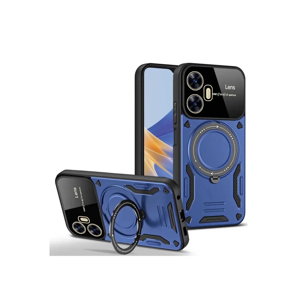 Newface Realme C55 Kılıf Joy Lens Standlı Kapak - Lacivert