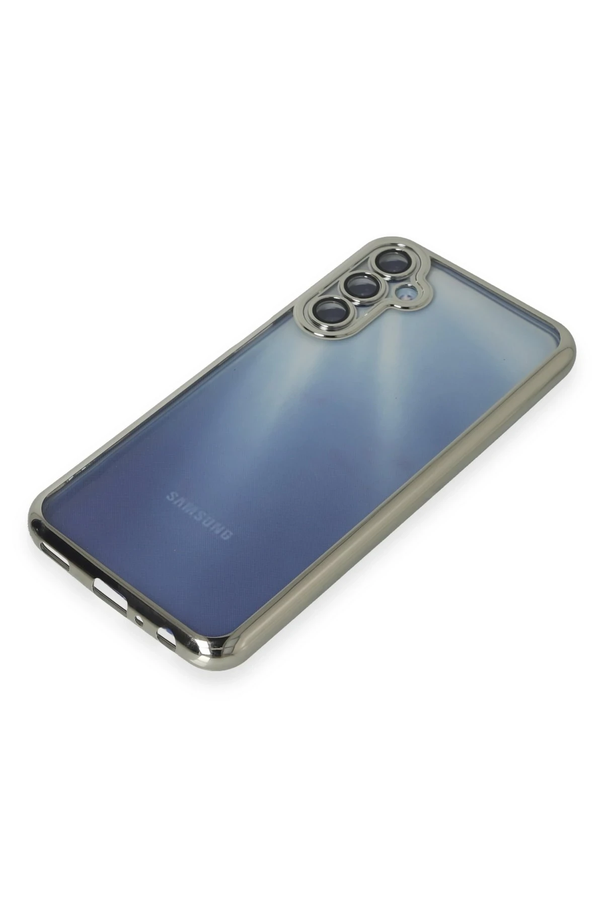 Newface Samsung Galaxy A15 4G Kılıf Razer Lensli Silikon - Gümüş