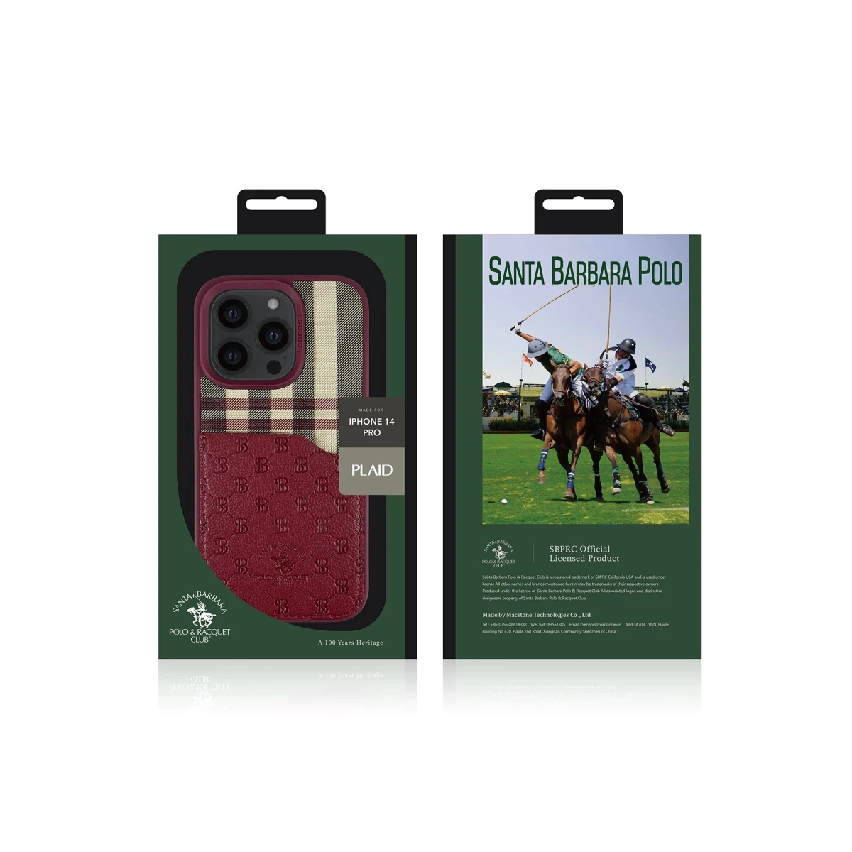 Santa Barbara Polo Racquet Club Apple iPhone 14 Pro Plaid Kartvizitli Kapak - Siyah