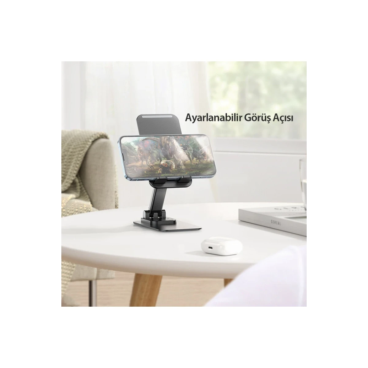 Hoco. PH50 Ayarlanabilir Katlanabilir Masaüstü Telefon Tablet Tutucu - Beyaz
