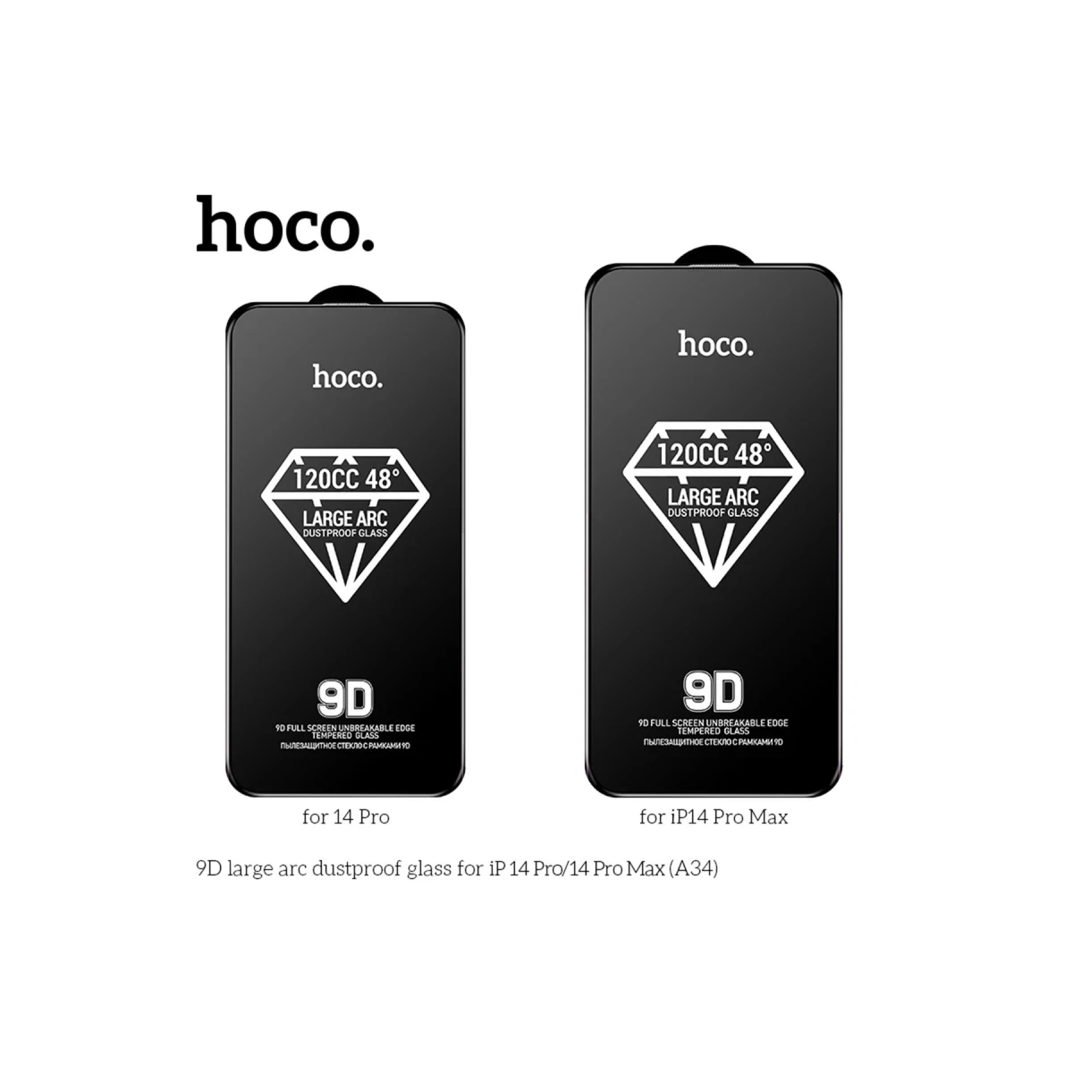 Hoco. Apple iPhone 14 Pro 9D Dustproof Cam Ekran Koruyucu - Siyah