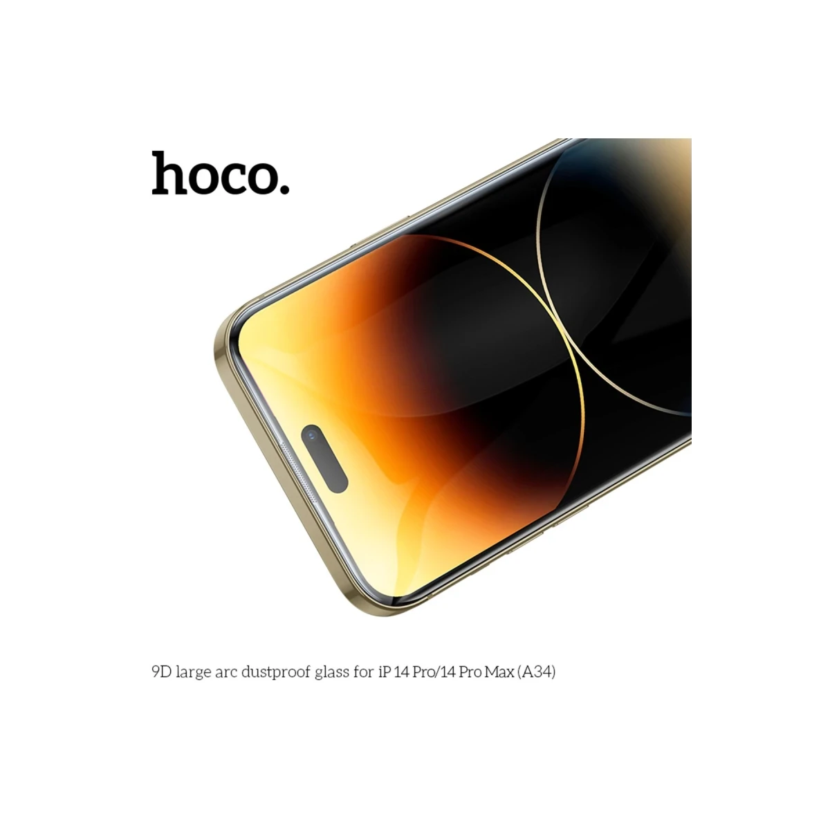 Hoco. Apple iPhone 14 Pro 9D Dustproof Cam Ekran Koruyucu - Siyah