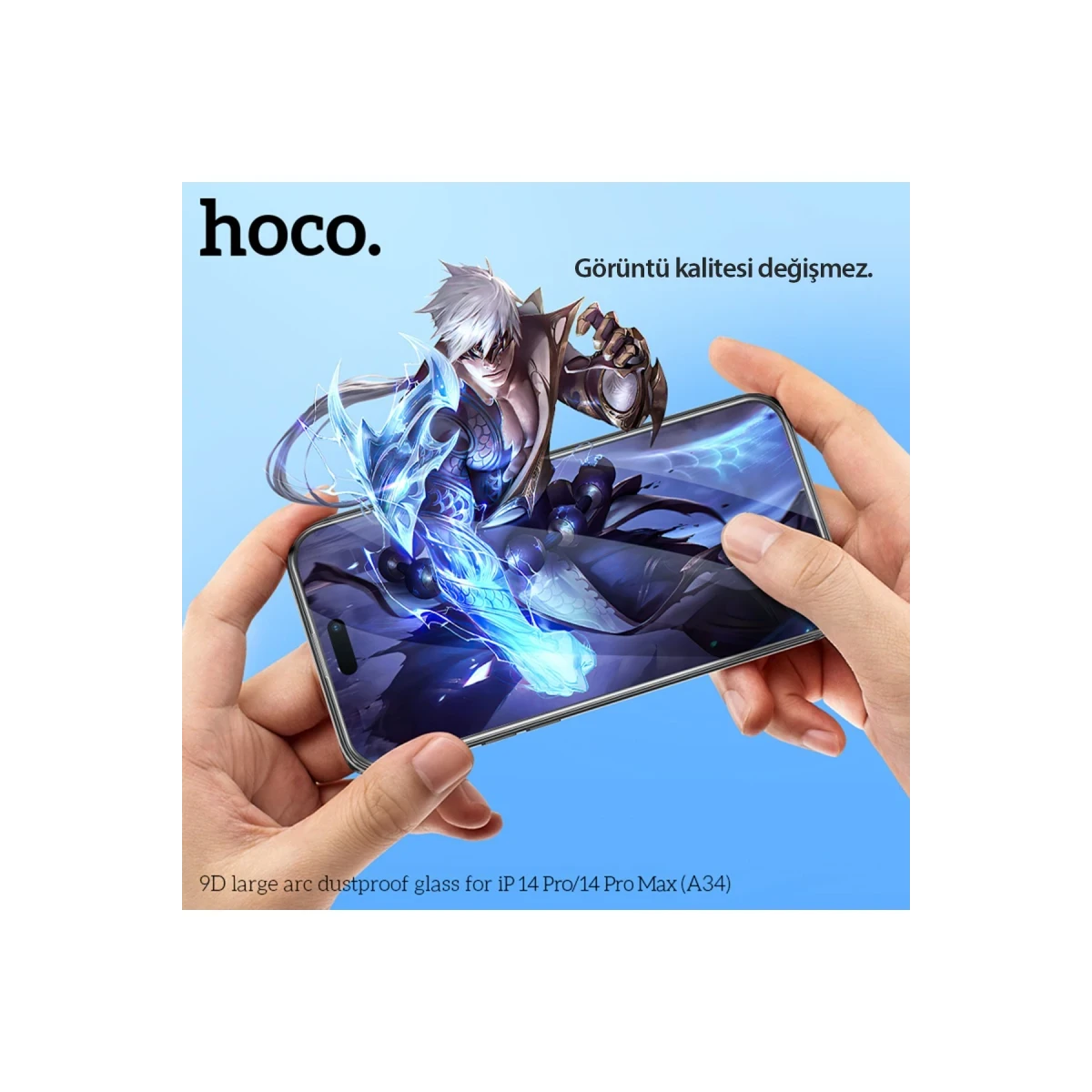 Hoco. Apple iPhone 14 Pro 9D Dustproof Cam Ekran Koruyucu - Siyah