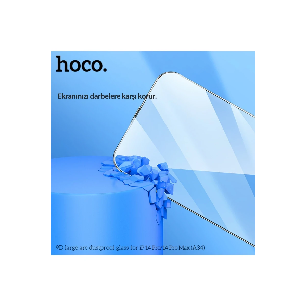 Hoco. Apple iPhone 14 Pro 9D Dustproof Cam Ekran Koruyucu - Siyah