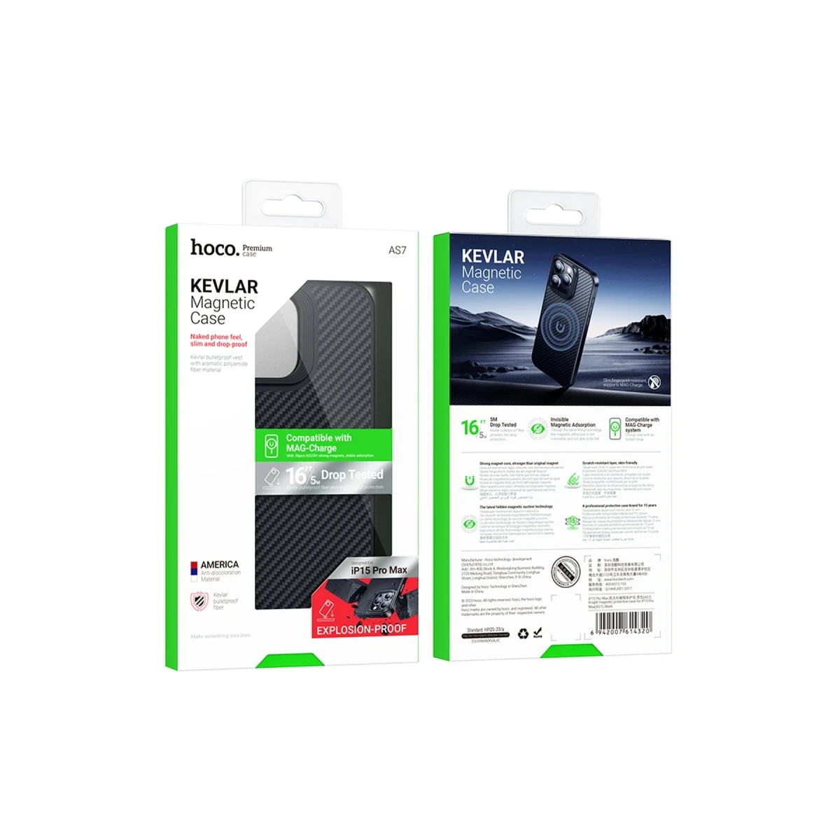 Hoco. Apple iPhone 15 Pro Max Knight Kevlar Magsafe Kapak - Siyah